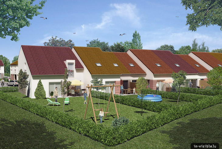 3D architectural visualization & rendering, Rendu de visualisation architecturale en image de synthèse 3D : Montluçon